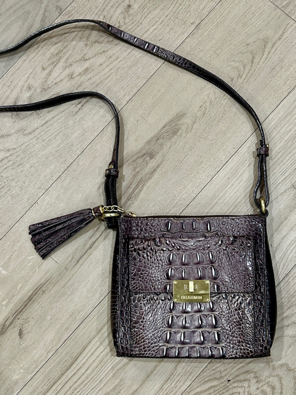 Brahmin Mimosa Cocoa Melbourne Leather Crossbody Bag